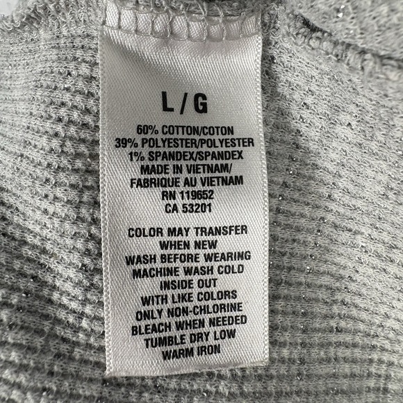 Y2K Aeropostale Henley Top Womens Large Preppy Stretch 3D Spellout Metallic - Picture 7 of 7